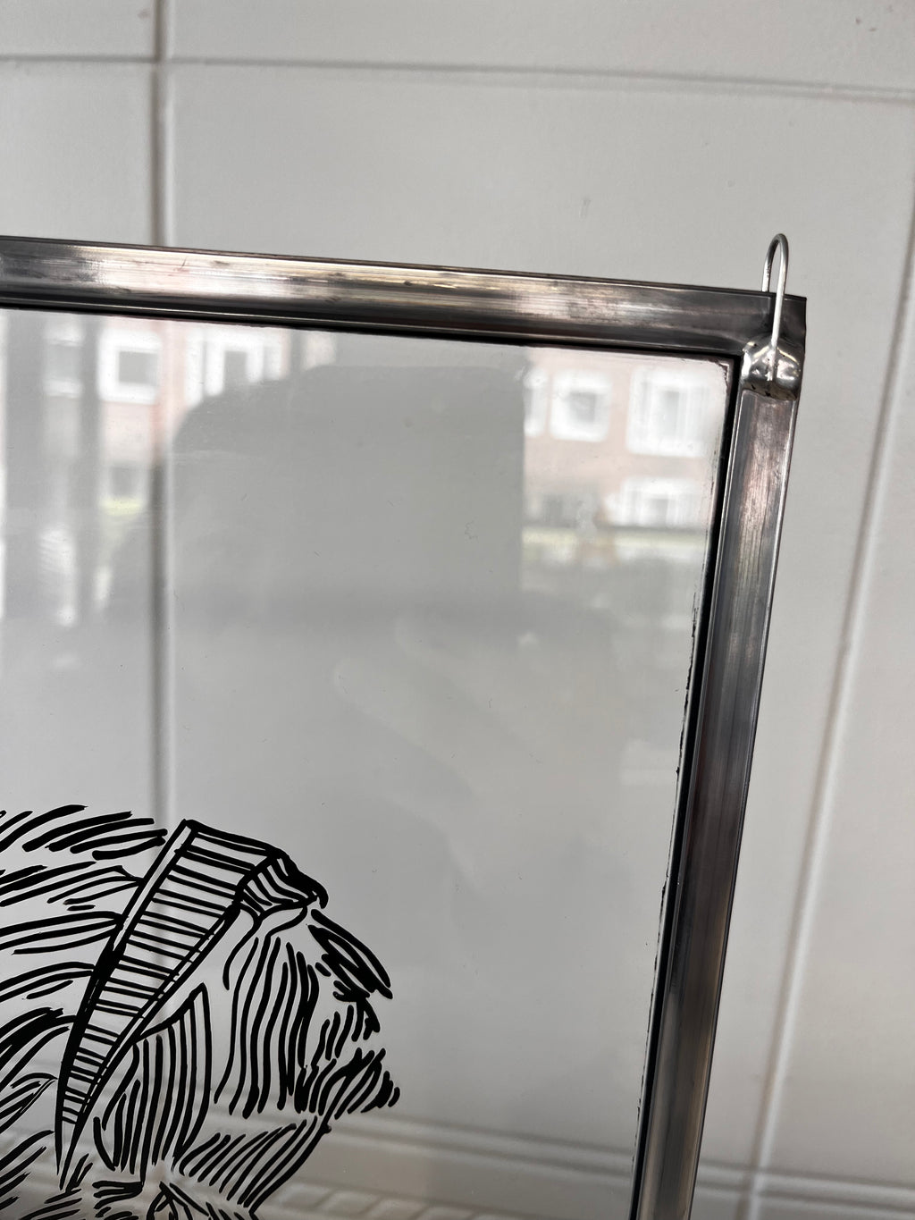 Indian Motorcycle on glass. Hand-painted. Old-school. One of two - Dutch on Wheels