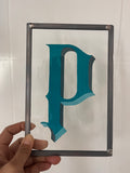 Custom Hand-Painted letter P on stealed glass