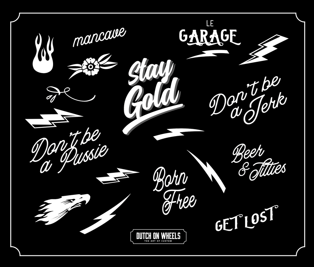 Leather Mortorcycle Glove - Custom Flash Tattoo Design